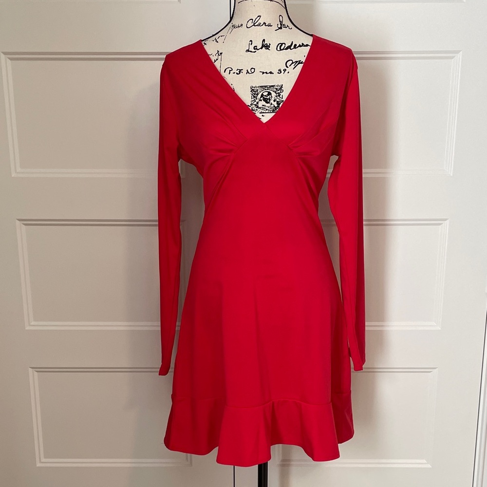NWT Cupshe Vibrant Red Long Sleeve Dress Size Medium